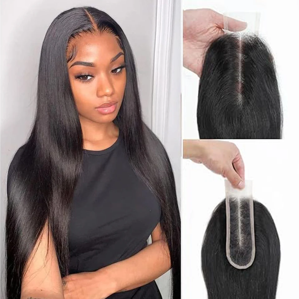 Straight 2x6 Lace Closure Brazilian Remy Human Hair Transparent Lace Silky Straight 130% Density Deep Middle Part Lace 10-20Inch