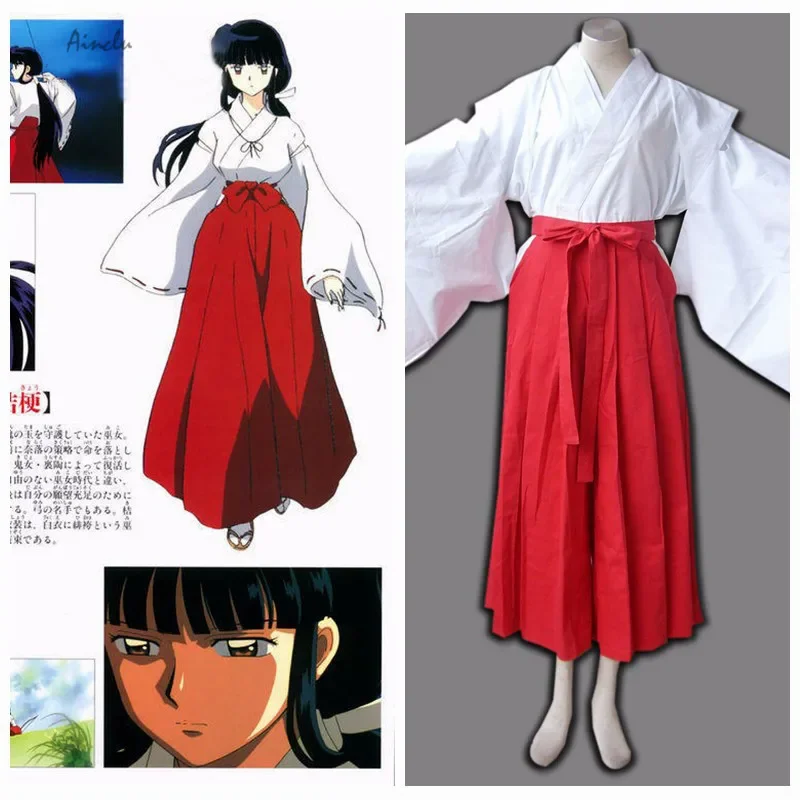 

Anime InuYasha Kikyou Cosplay Costume Kimono Halloween Outfit Customizable Size