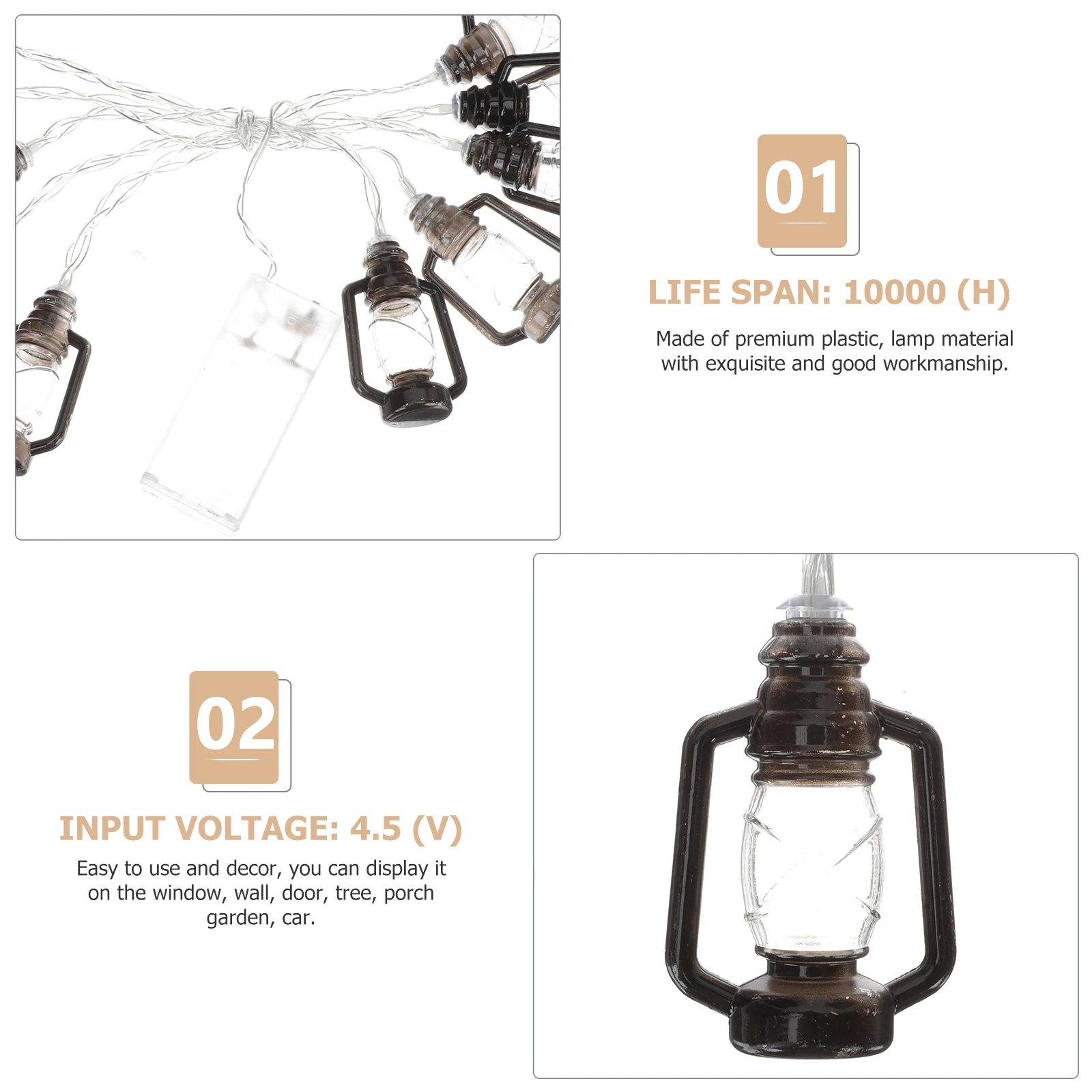 

Retro String LED Camping Party Decorations Black Lantern Decorative Lights Halloween Party Camping Garden Festival