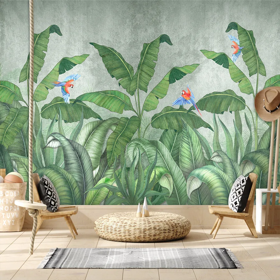 

Custom Self Adhesive Accept Wallpapers for Living Room Bedroom Tropical Banana Tree TV Background Wall Papers Home Decor Murals