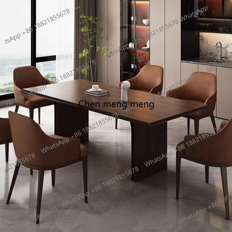 

Nordic all solid wood dining table household light luxury long board office desk meeting negotiation table and chair combination