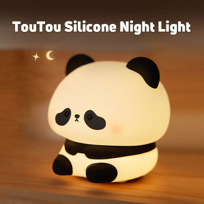 

TouTou Silicone Night Light Cute Panda LED Squishy Ovelty Animal Lamp 3 Levels Dimmable Nursery for Kids Decoration Cartoon Gift