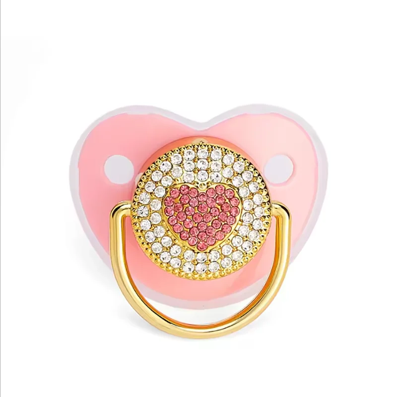 3Pcs Luxury Newborn Baby Pacifier Rhinestone Heart Bear Dummy Soother Infant Silicone Nipple Teether BPA Free Babies Shower Gift