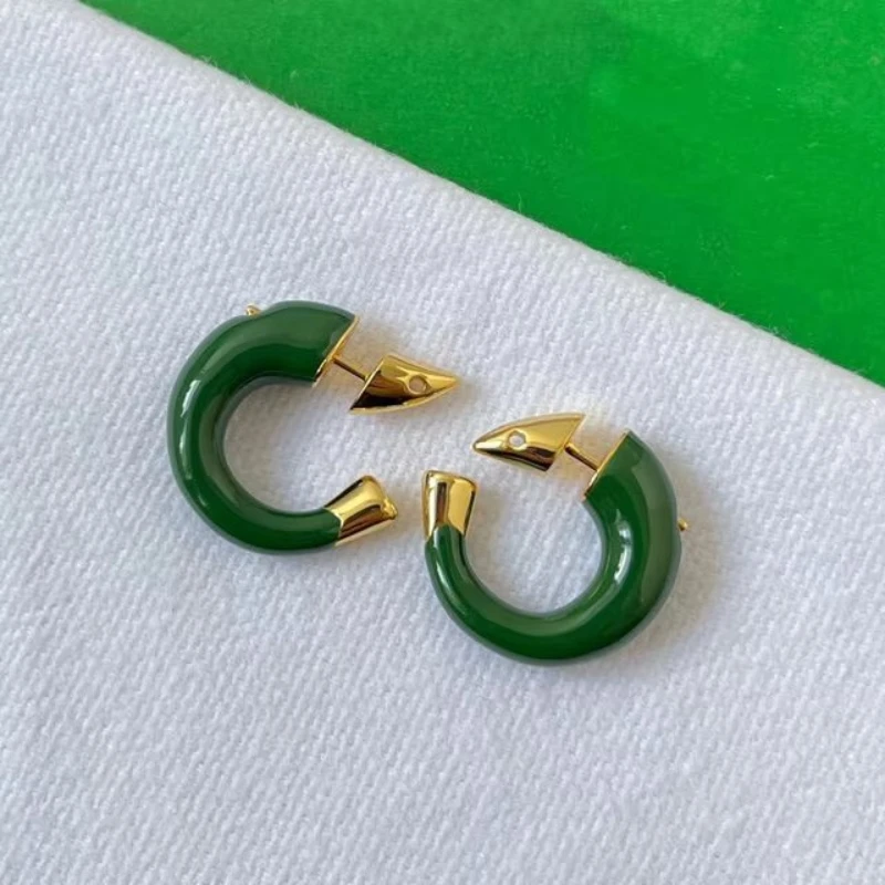 

Модельер Зеленые Полукруглые Маленькие Серьги Женские Роскошные Ювелирные Изделия Тенденция Партии