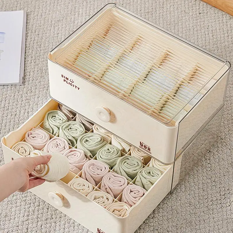 Socks And Underwear Organizer Drawer Design Stackable Multi Grids Underwear Storage Free Combination Storage Organizer