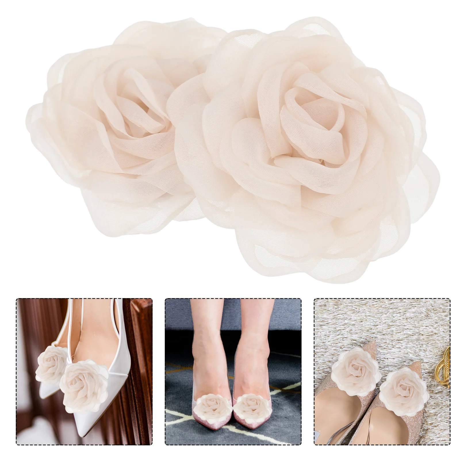 

1Pair Lace Rose Flower Shoe Buckle Detachable Clips Shoe Accessories for Women Floral Decoration for Heels Flats