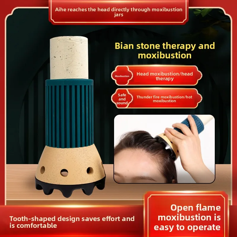 Bian Stone Moxa Set - Head & Belly Therapy with Gua Sha Cups, Wholesale Price