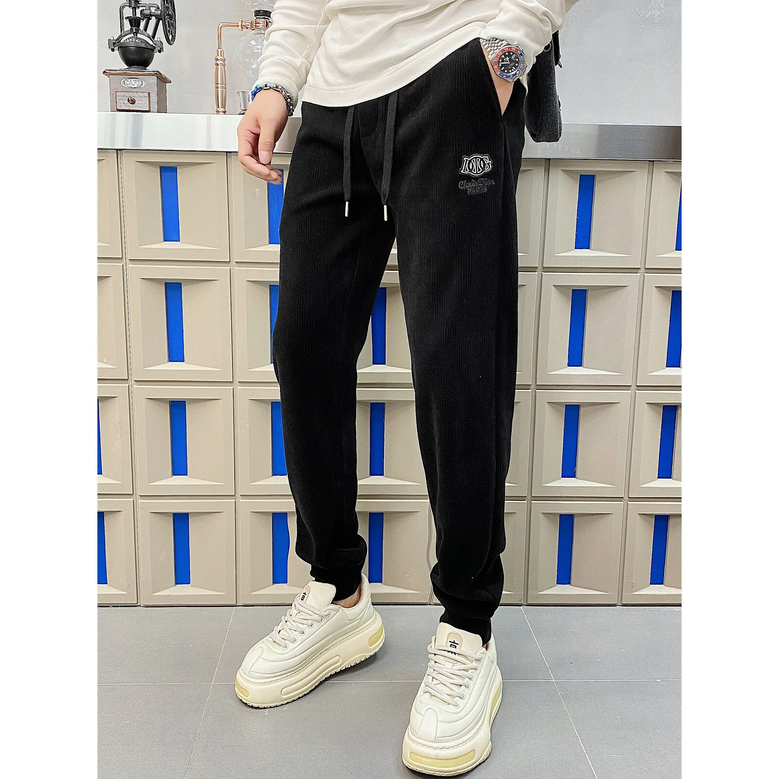 

Мужские повседневные спортивные брюки, мягкие эластичные уличные брюки, осень-зима, новые прямые брюки из полиэфирного волокна с низкой талией