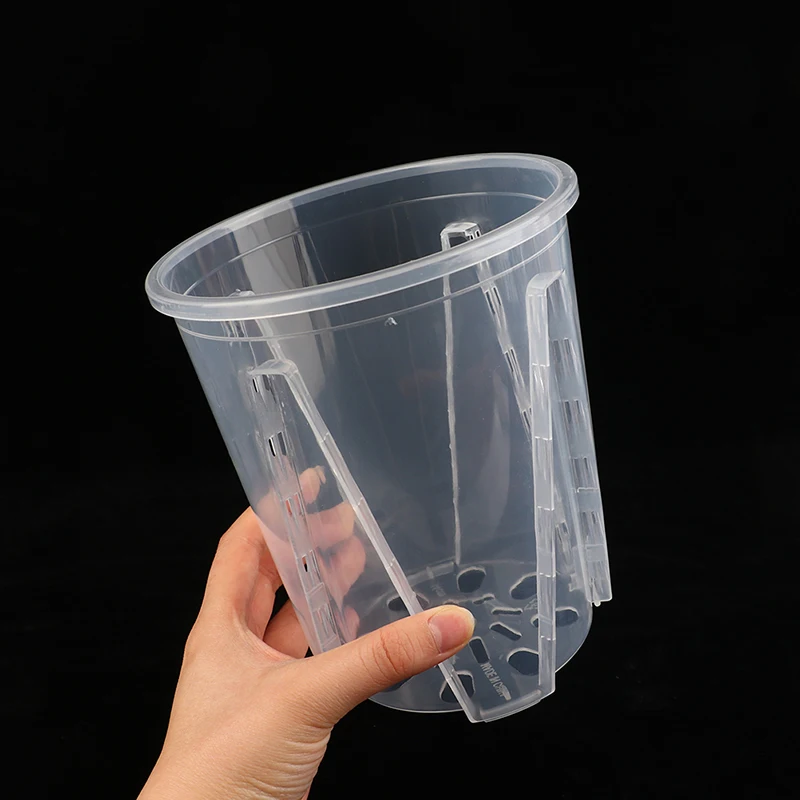 Thicked Plastic Transparent Flower Pot Cylindrical Flower Holder Permeable Anti-Deformation Durable Plant Vegetable Plant Pots