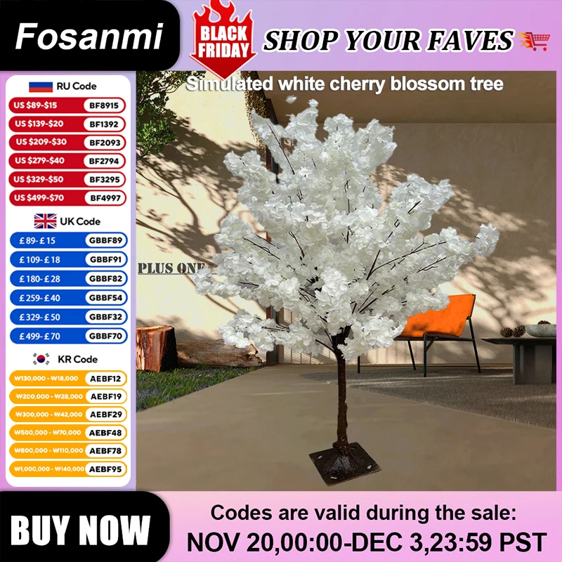 

130-210CM Artificial White Cherry Blossom Tree Landscaping Wishing Tree Commercial Layout Wedding Bonsai Fake Potted PlantsDecor