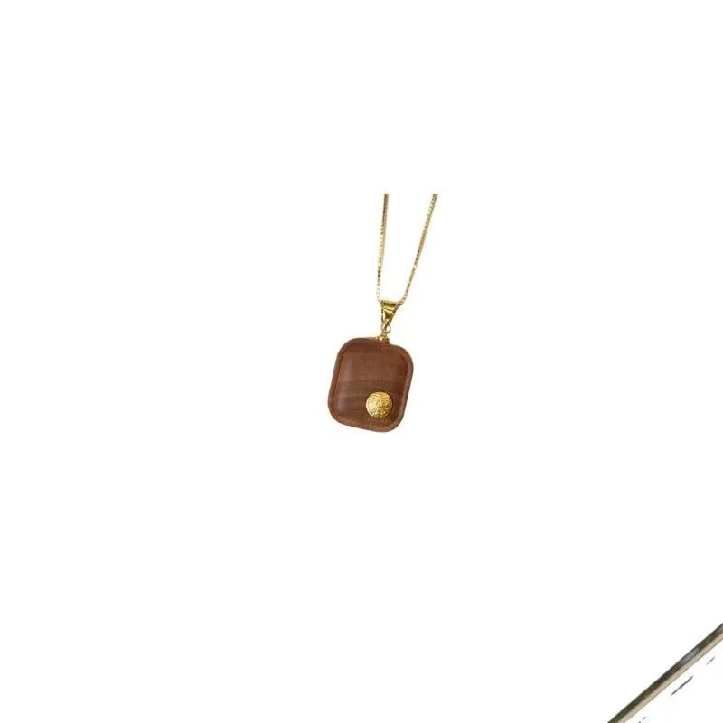 الجبل القديم خشب الصندل مطعمة زاكيم ساحة السكر السلام العلامة التجارية قلادة النمط الصيني الرجعية الحد الأدنى قلادة مجوهرات