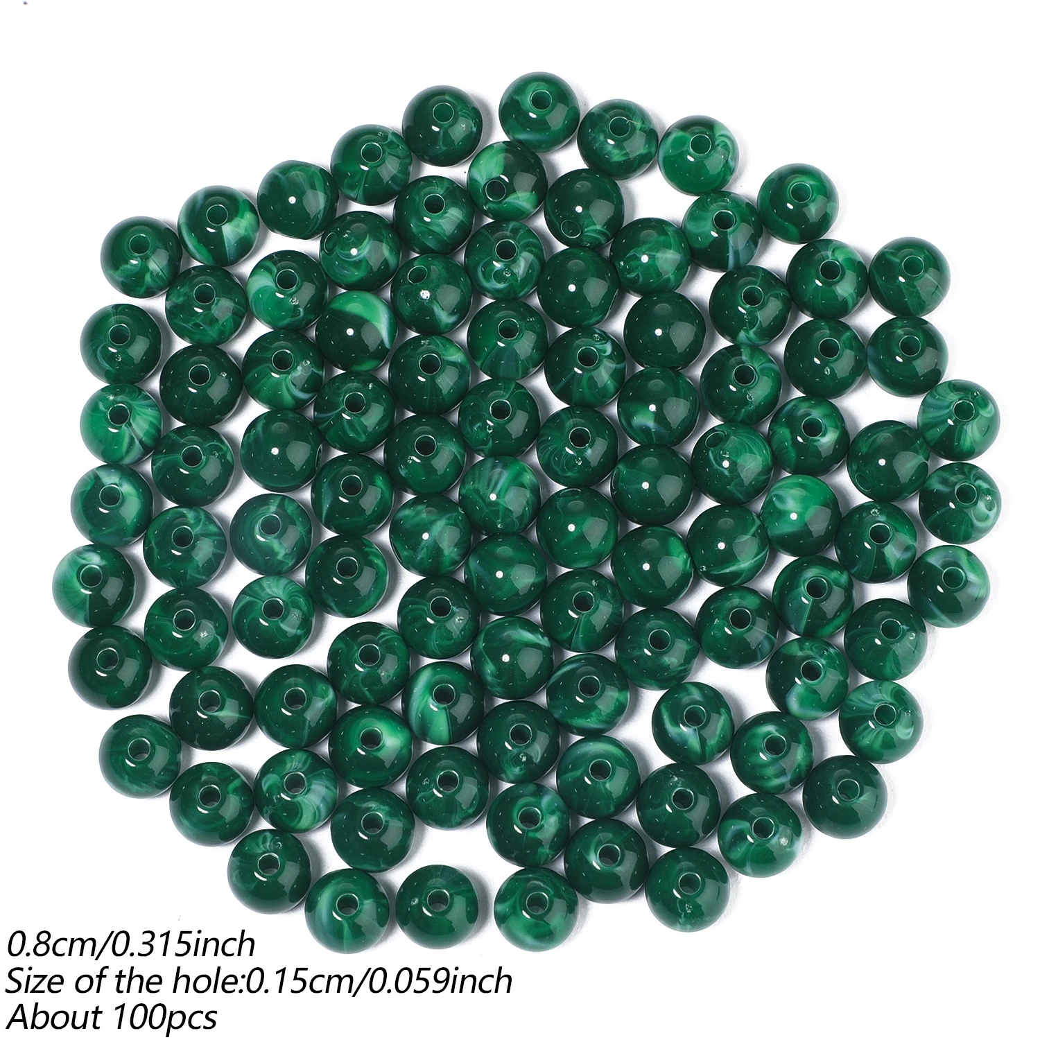 100 Stück 8mm Runde Acrylperlen Mehrfarbige Lose Abstandsperlen für DIY Ohrringe, Armbänder, Halsketten und Schmuckherstellung Zubehör – Detail 16