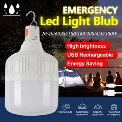 1 pz USB ricaricabile luci di emergenza a LED lanterne portatili per esterni lampada di emergenza lampadina batteria lanterna BBQ luce da campeggio