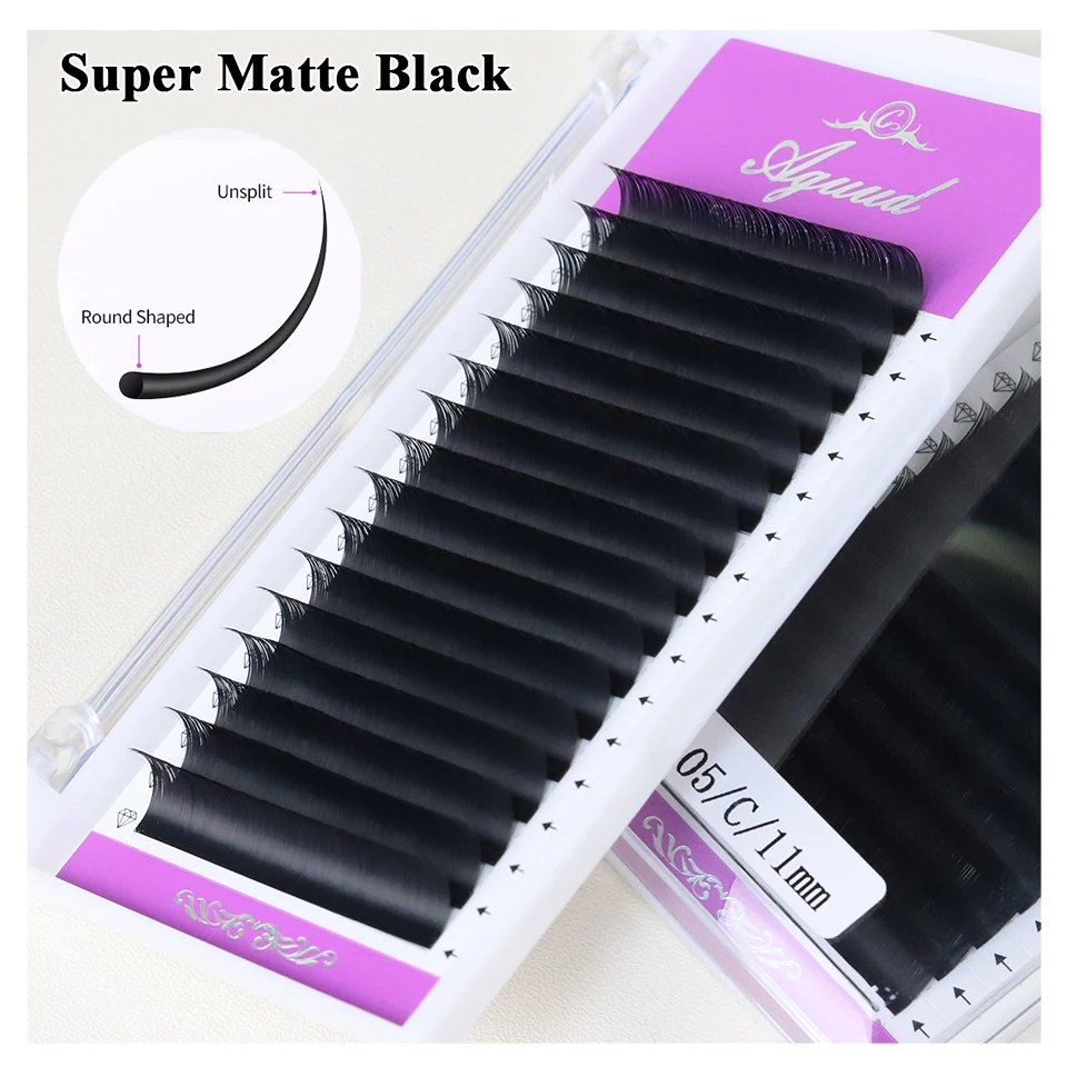 AGUUD NEW Super Matte Black Individual Eyelash Extension 0.03 05 07mm Premium Faux Mink Natural Soft Mega Volume Classic Lashes