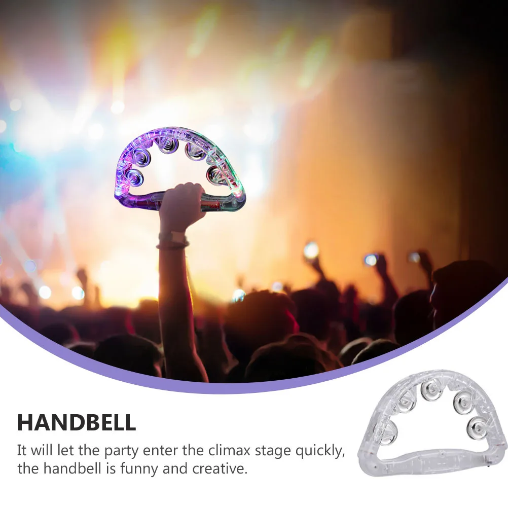 جرس يدوي مضيء متوهج وخفيف الوزن للحفلات لعيد الميلاد ومهرجانات العطلات والرياضة وصوت الاحتفال الممتع #4