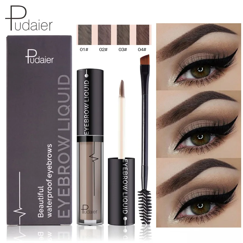 Pudaier 1 Set Eyebrow Makeup Gel Women Eyes Makeup Matte Eye Brow Cream Tattoo Makeup Cosmetics Brows Enhancer With Brush Pencil