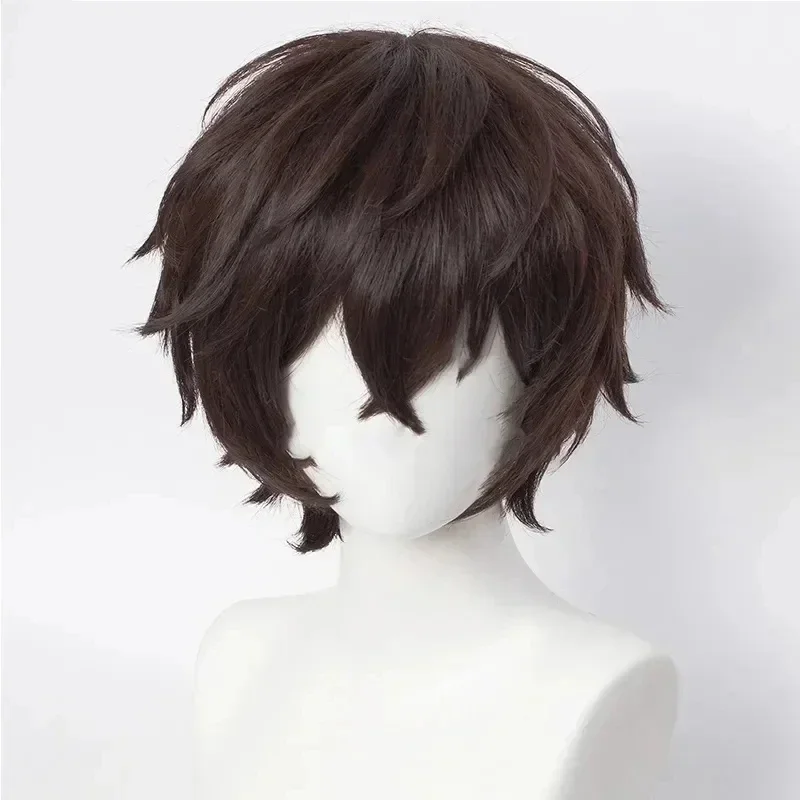 High Quality Dazai Osamu Cosplay Wig Anime Bungo Stray Dogs Cosplay Short Brown Heat Resistant Synthetic Hair Wigs