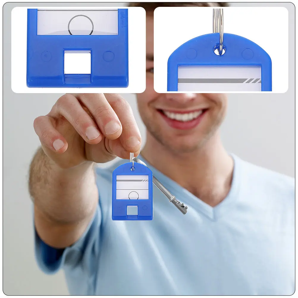 35pcs Colorful Plastic Key Tags with Writeable Labels & Protective Covers for Luggage, Bag, Travel Organizers