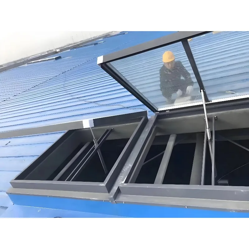 Intelligent custom solar power skylight roof window double glass swing open aluminum alloy sound insulation waterproof kitchen