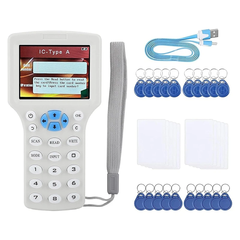 Advanced RFID Card Reader Burner:IC/ID English 10 Frequency RFID Decoder Handheld NFC Scanner For 125Khz 13.56Mhz Cards