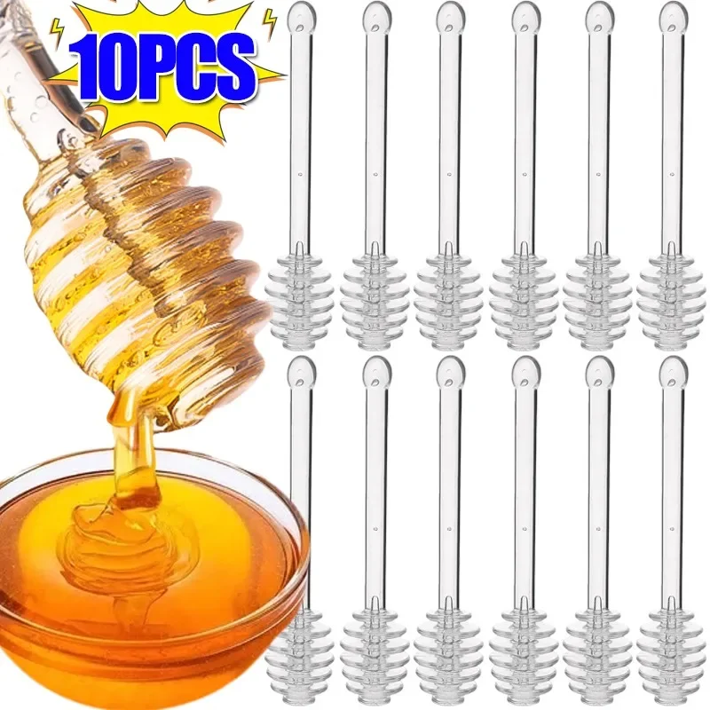 10/1PCS Glass Honey Dipper Sticks Jam Sauce Spoon Mixing Stick Clear Coffee Milk Tea Stirring Bar Kitchen Supplies Cooking Tools