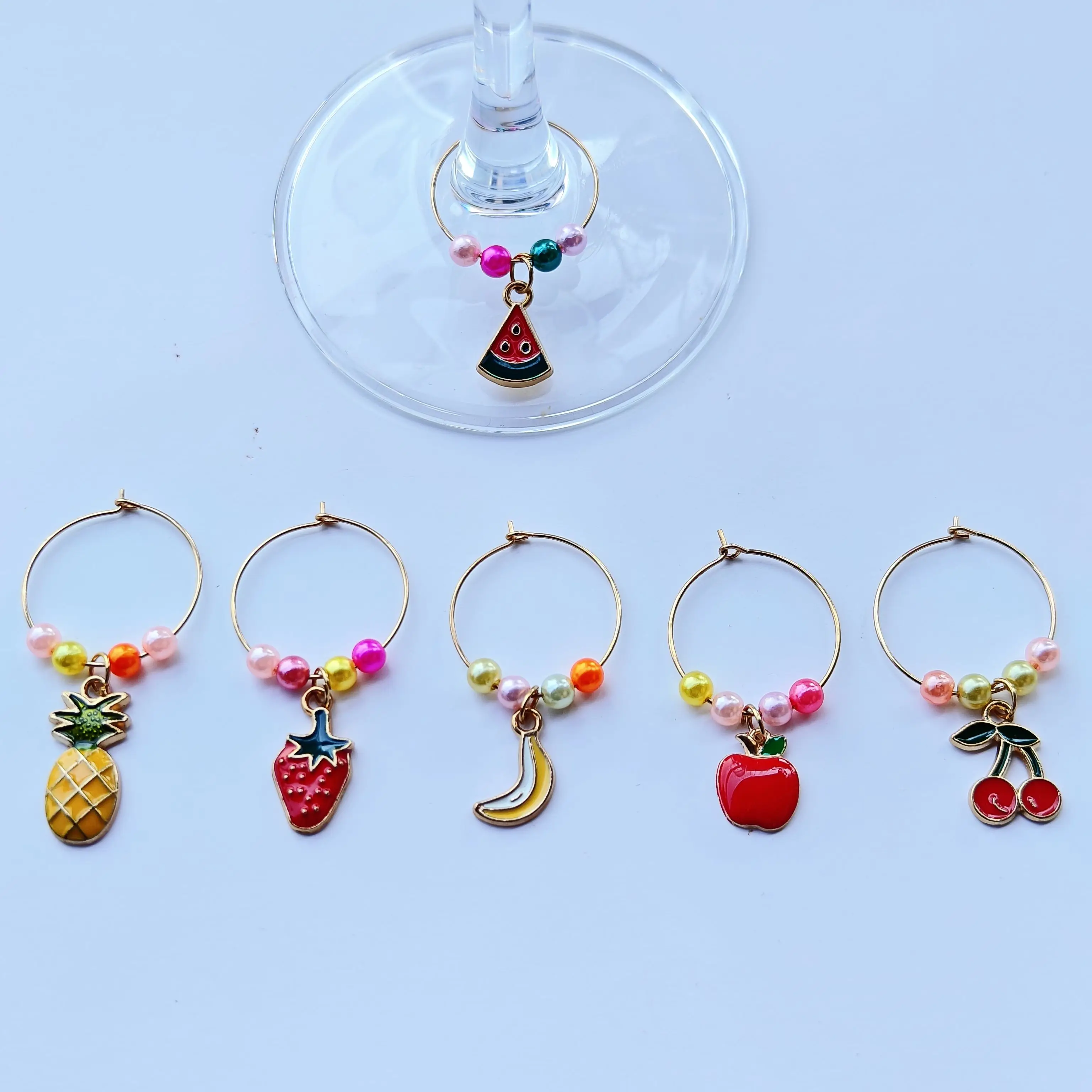 6 Pieces Fruits Shapes Wine Glass Charms Markers Rings Markers Christmas Party Bar Table Decorations Christmas Gifts
