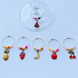 6 Pieces Fruits Shapes Wine Glass Charms Markers Rings Markers Christmas Party Bar Table Decorations Christmas Gifts