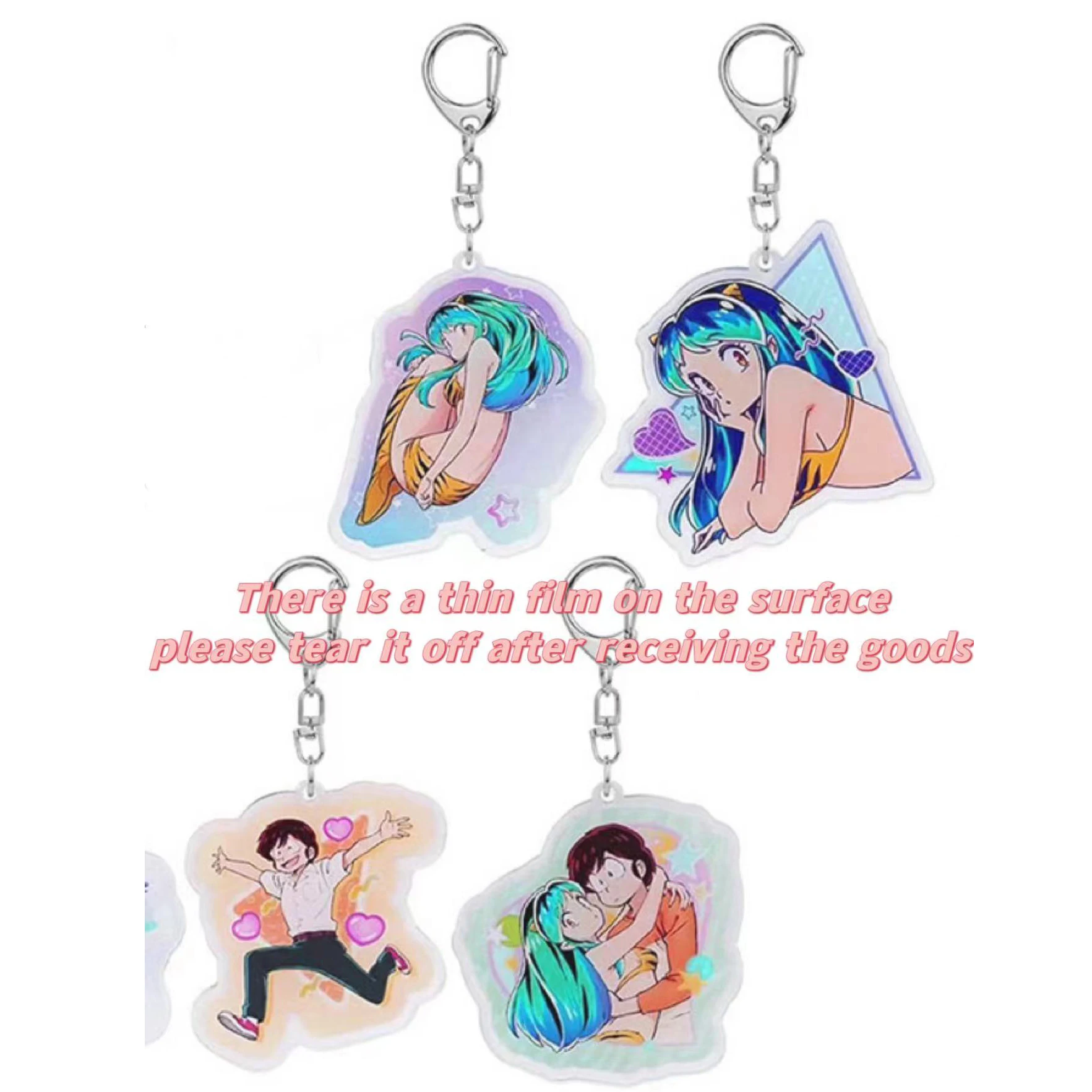 Anime Urusei Yatsura KeyChain for Men and Women, Moroboshi Ataru Key Ring, Acrylic Car Keyring, Party Pendant, Cos, Girls Gift