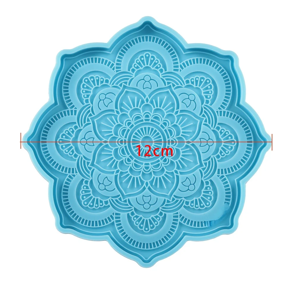Molde de silicona con posavasos de Mandala, bandeja redonda, tapete para tazas, molde de fundición de resina epoxi para manualidades de resina DIY, herramientas de fabricación de decoración del hogar