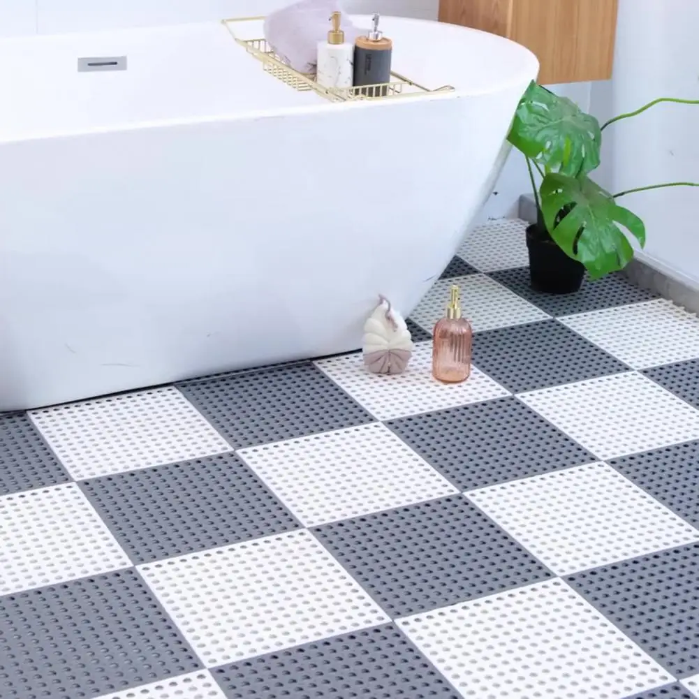 30cm Floor Mat Splicing TPE Cuttable Bath Mat Waterproof Toilet Bathroom Floor Pad Non-slip Shower Mat Household Supplies