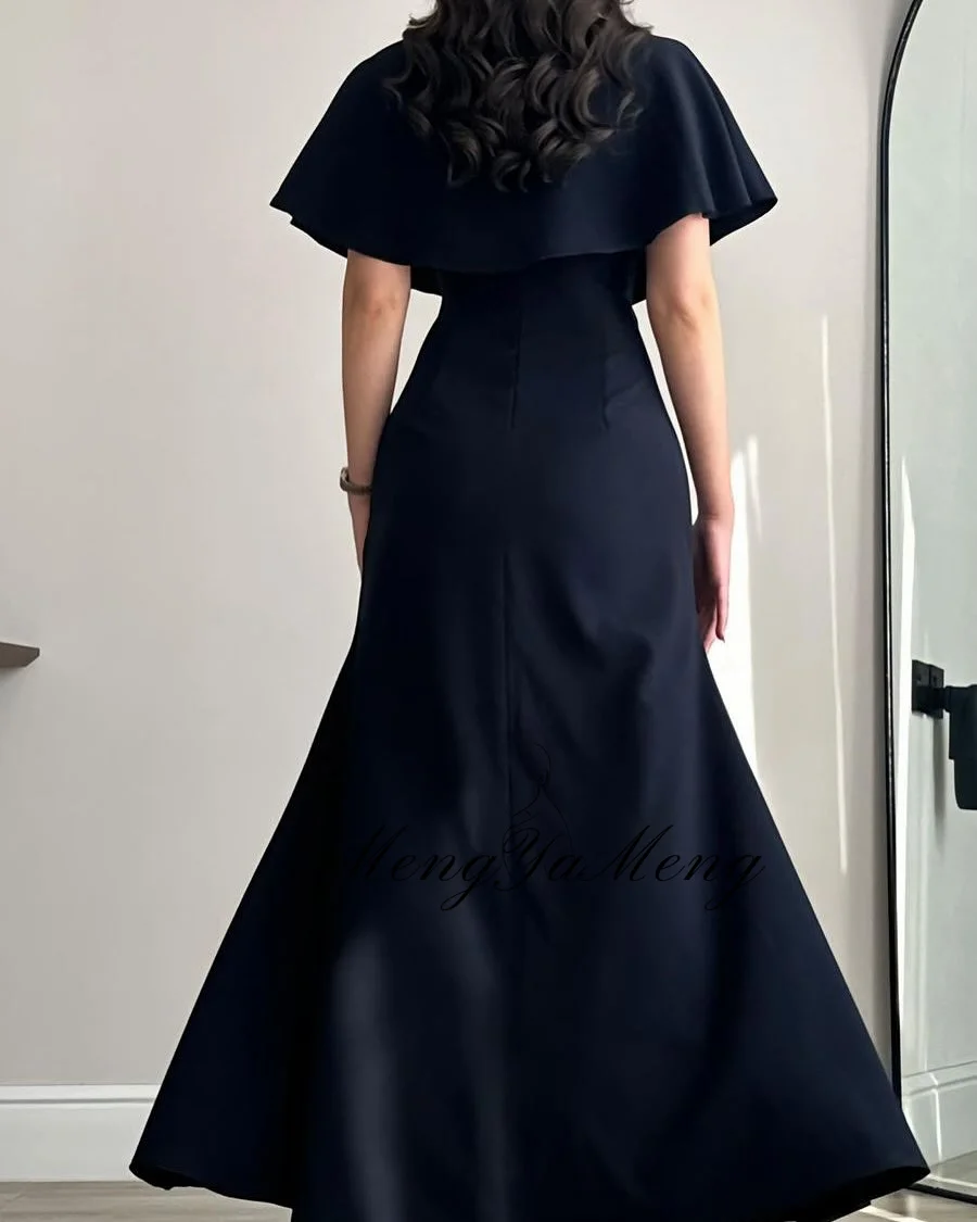 ZHUISHU Abiti da festa eleganti da donna per invitati al matrimonio Abito da ballo semi-sirena con scialle a mantella Abito da sera personalizzato con fiori 3D