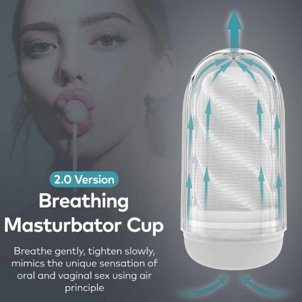 Automatic Male Silicone Breating Masturbator Cup Self-prinming with Breather Valve Blowjob Pocket Adult Sex Machines Toy