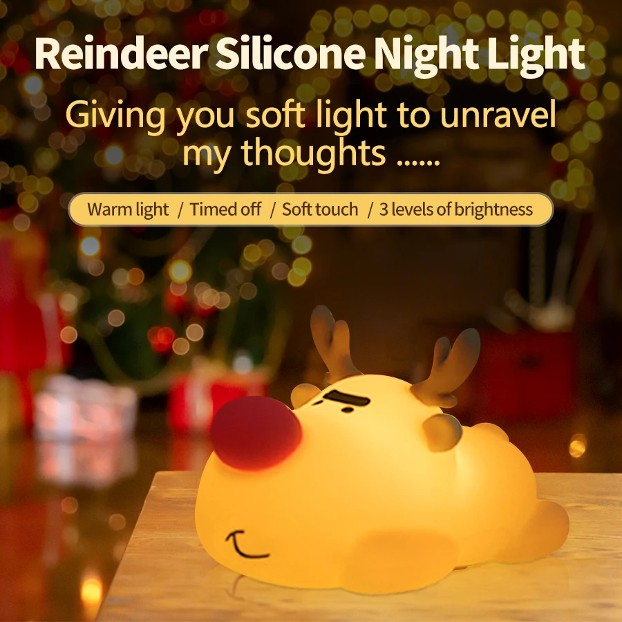 

Christmas Creative Reindeer Night Light Holiday Ambience Ornament Light Warm Light Cozy Life Sleeping Companion Children's Gift