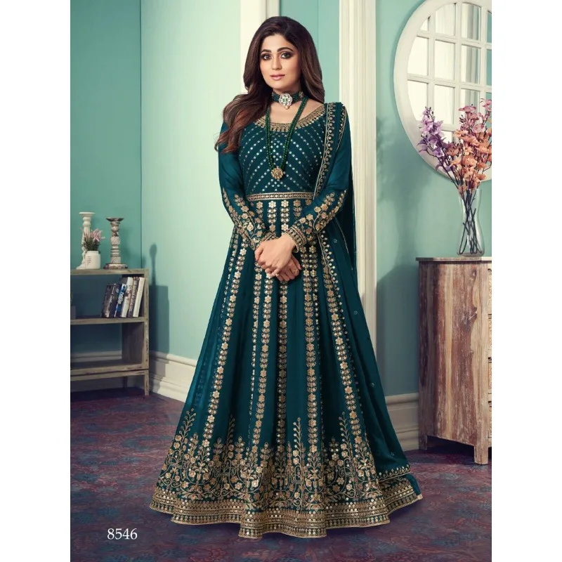 Elegant Ethnic Traditional Wear Suits Bollywood Style Anarkali Flared Heavy Gown