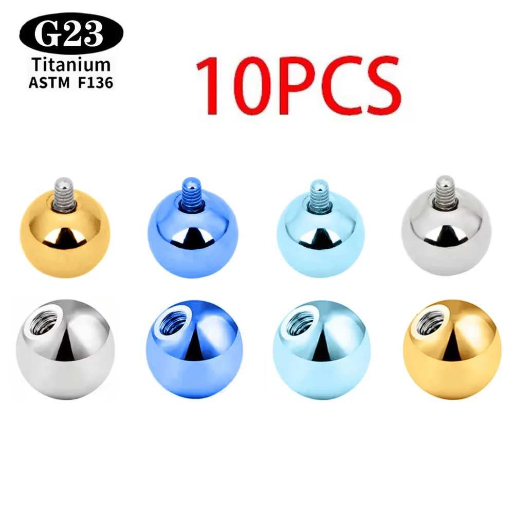 10 Stück ASTM F136 Titan-Kugeln 2/3/4/5mm, eloxiert, G23 Titan, externes/internes Gewinde, Lippen-Bananen-Kugel, Körperschmuck, Großhandel