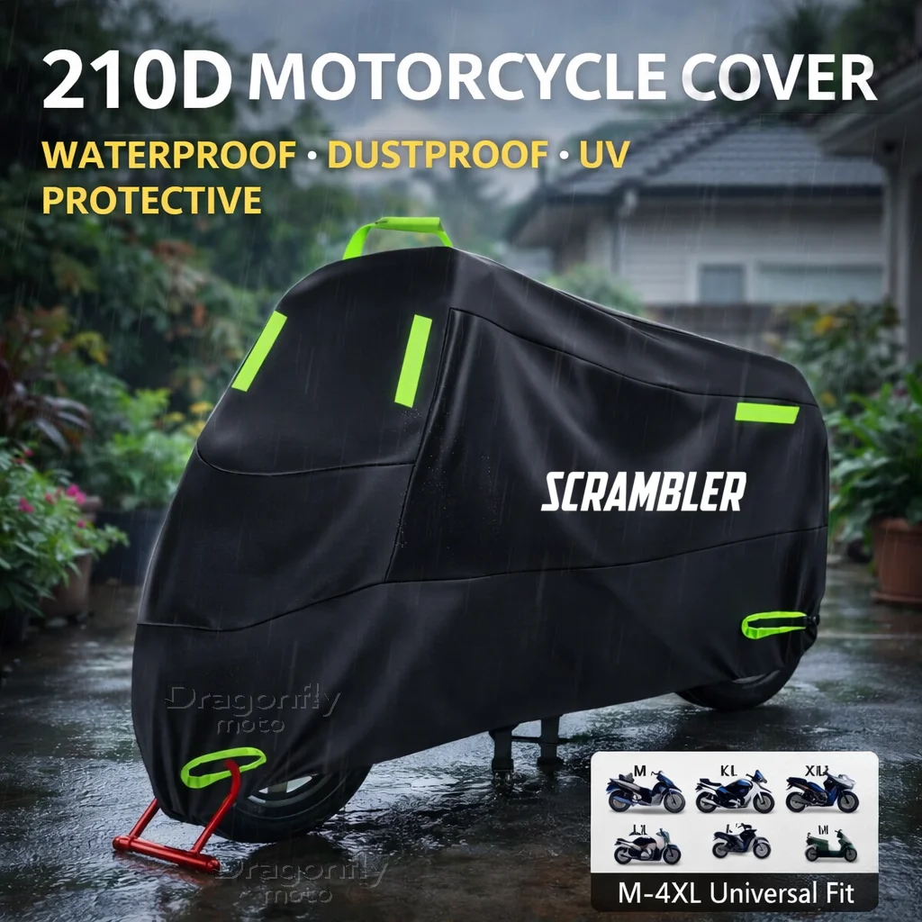 

For Ducati Scrambler 400 800 1100 2014-2019 Motorcycle Cover Waterproof Outdoor Scooter UV Protector Rain Cover With Reflective