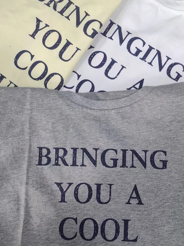 한국어 편지 인쇄 T 셔츠 O 넥 반팔 티 여성 여름 미국 루즈 캐주얼 하라주쿠 패션 오버 사이즈 탑 다목적