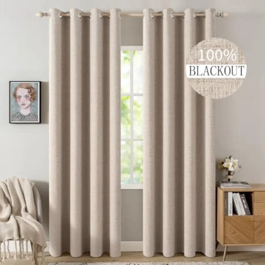 

100% out Textu Curtains for Bedroom Solid Thermal Insulated Grommet Room Darkening Curtains and Drapes Luxury Decor for Living