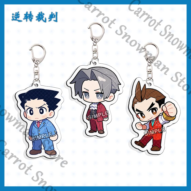 

Ace Attorney Phoenix Wright Miles Edgeworth Anime Q Version Acrylic Bag Pendant Keychain Keyring Cospaly Cartoon Gift