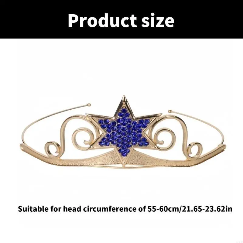 M6CD luxuriöser Kronhaar Hoop Hochleistungsgeburtstagsfeier eleganter Festzug Hexagramm Crystal Girl Hochzeit Kostüm