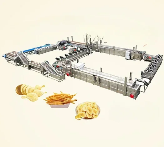 Automatic Small 50kg Potato Crisps Line Making Sweet Frozen French Fries Machines Cassava Chips Making Machine