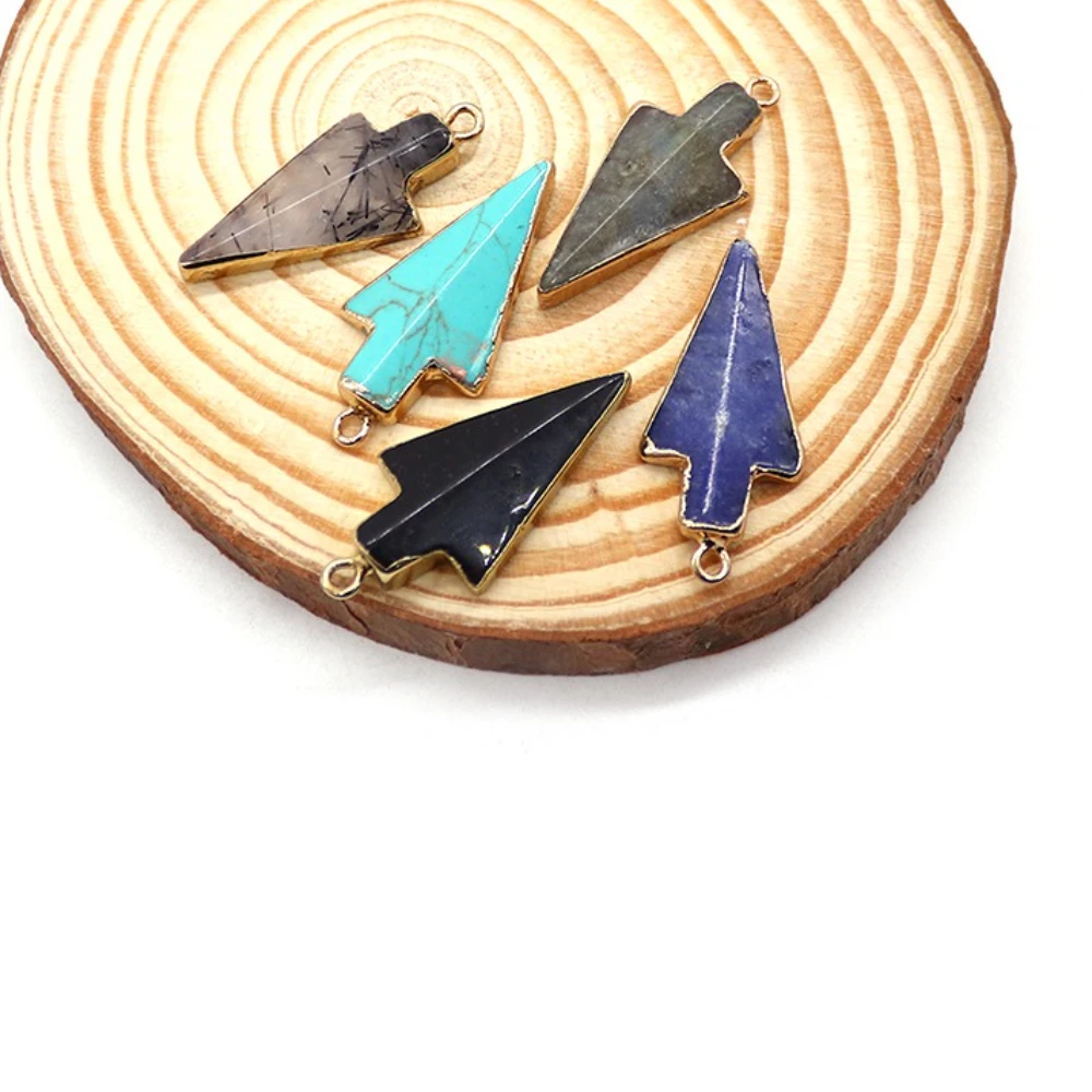 Arrow‑Shaped Natural Stone Pendant Vintage Mid‑century Texture Retro Vibe Charming Versatile Jewelry Charm for DIY Necklace Gift