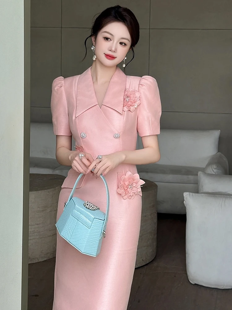 pink business dress Women's Work Dresses 1x Women Dress Chic Women's Solid Color Bell
