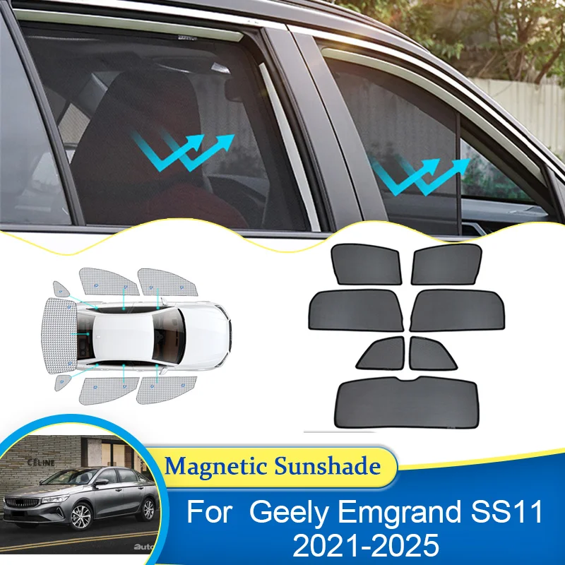 

Для Geely Emgrand SS11 2021 2022 2023 2024 2025 Солнцезащитная шторка, затеняющая окно, козырек, шторы, автомобильные детали, аксессуары