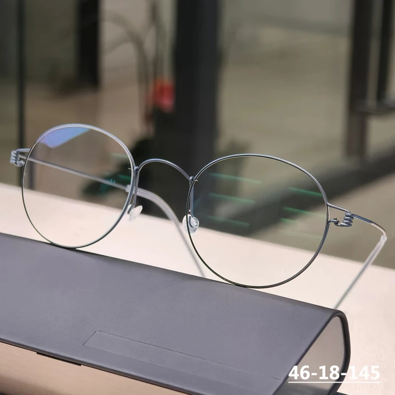 

46MM Small Round Glasses Frames Men Air Rim Titanium Screwless Eyeglasses Denmark Brand Design Women Spectacle Eyewear No Screw
