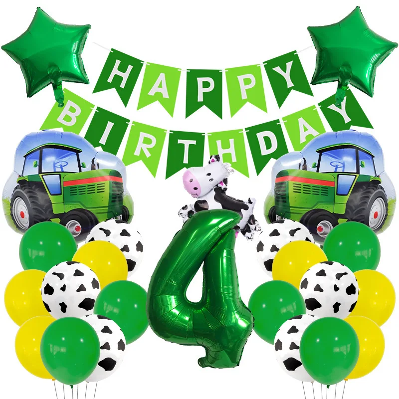 Farm theme birthday balloon set Birthday pull flag decorative tractor toy balloon birthday party decoration balloons wholesale ​