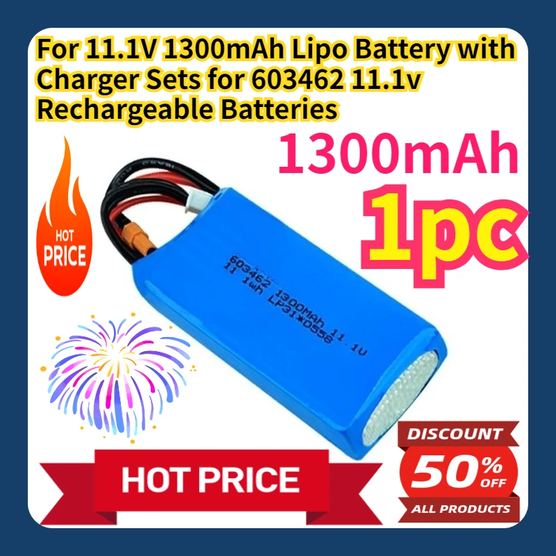 

For 11.1V 1300mAh Lipo Battery with Charger Sets for 603462 11.1v Rechargeable Batteries