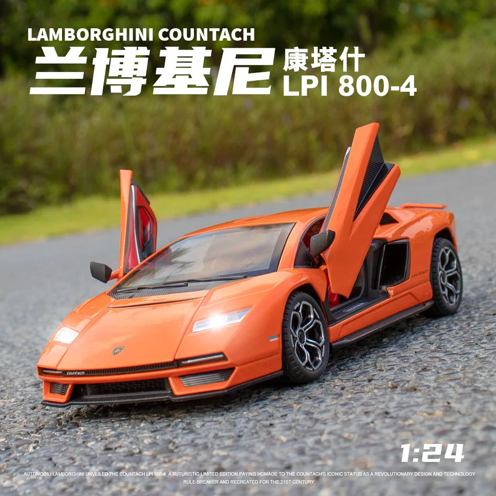 1:24 Lamborghini Countach LPI 800-4 Simulation Diecast Metal Alloy Model car Sound Light Pull Back Collection Kids Toy Gift E217