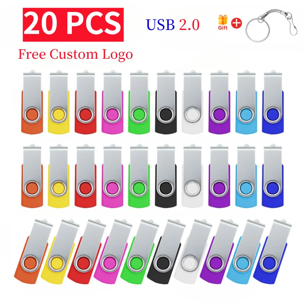 

USB2.0 20 шт. Бесплатный индивидуальный логотип USB 2.0 флэш-накопитель 128 ГБ памяти 64 ГБ брелок-ручка 32 ГБ цветной флэш-накопитель U диск 8 ГБ