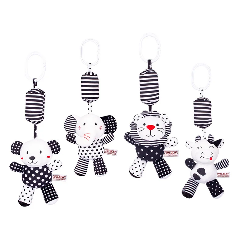 Baby Toy Cartoon Animal Stuffed Hanging Rattle Toy Bed Bell Soft Plush Toy with Wind Chimes Birthday Gift for Newborn 0-18 Month